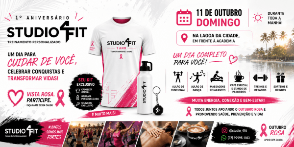 Imagem do evento Studio4Fit - 1 ANO - Outubro Rosa