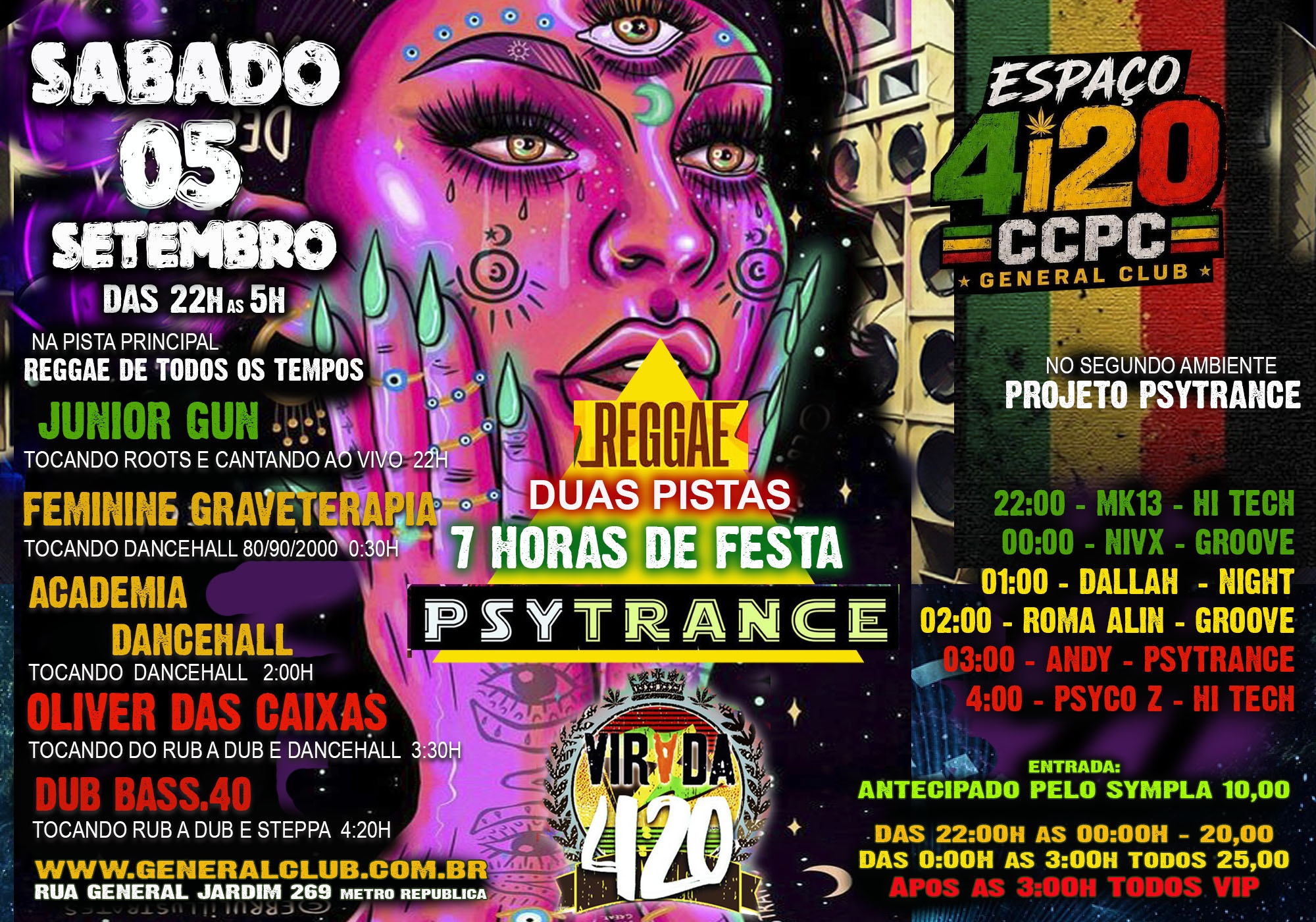Capa do evento: CCPC SABADO 05/09 - VIRADA 420 + REGGAE E PSYTRANCE das 22h as 5h