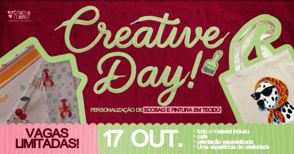 Imagem do evento CREATIVE DAY: OFICINA DE CUSTOMIZAÇÃO DE ECOBAG & TECIDO