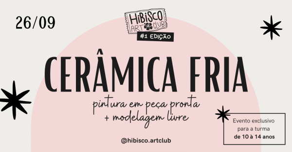 Imagem do evento Hibisco Art Club | 26.09 | Cerâmica fria  [de 10 à 14 anos] na Occri Coworking em Capão da Canoa