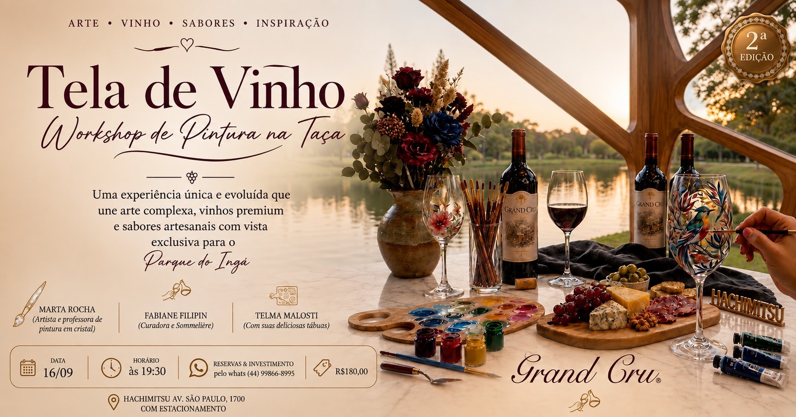 Image for the event: TELA DE VINHO  Workshop de Pintura na Taça | 2ª Edição   Arte, vinho, sabores unidos.