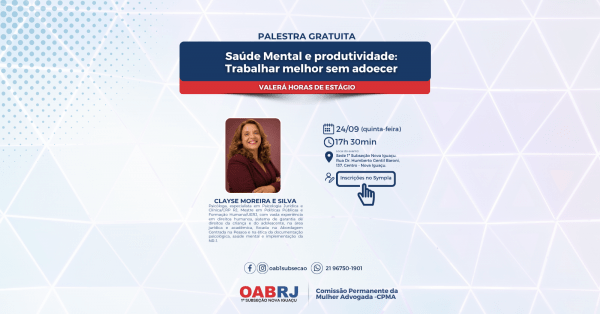 Imagem do evento Palestra | Saúde Mental e Produtividade: Trabalhar melhor sem adoecer - 24/09