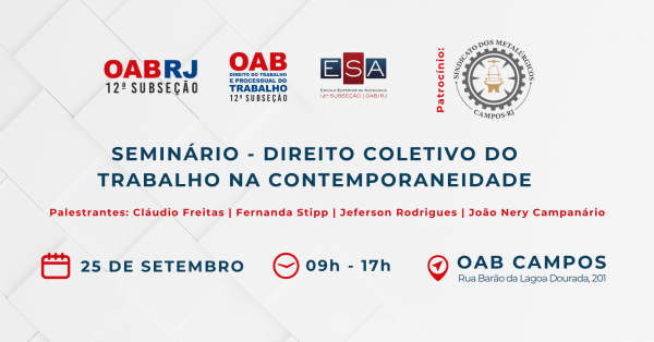 Imagem do evento Seminário - DIREITO COLETIVO DO TRABALHO NA CONTEMPORANEIDADE