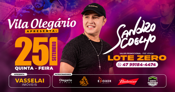 Imagem do evento SHOW NACIONAL - SANDRO COELHO 21/09 