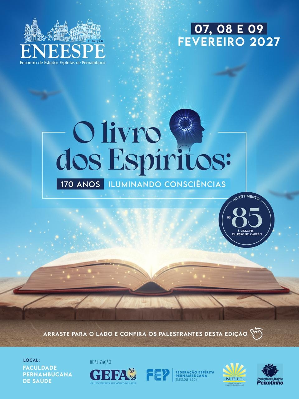 Flyer: 5ª ENEESPE ENCONTRO DE ESTUDOS ESPÍRITAS DE PERNAMBUCO