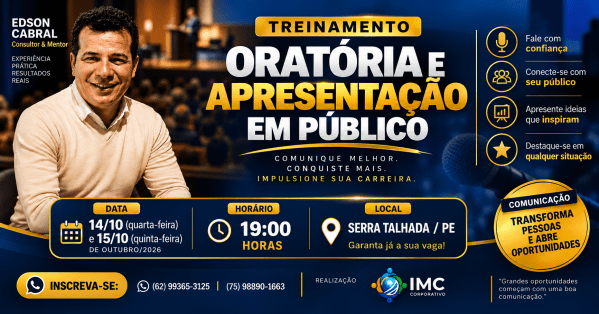 Imagem do evento COMUNICAÇÃO, ORATÓRIA E APRESENTAÇÃO EM PÚBLICO.