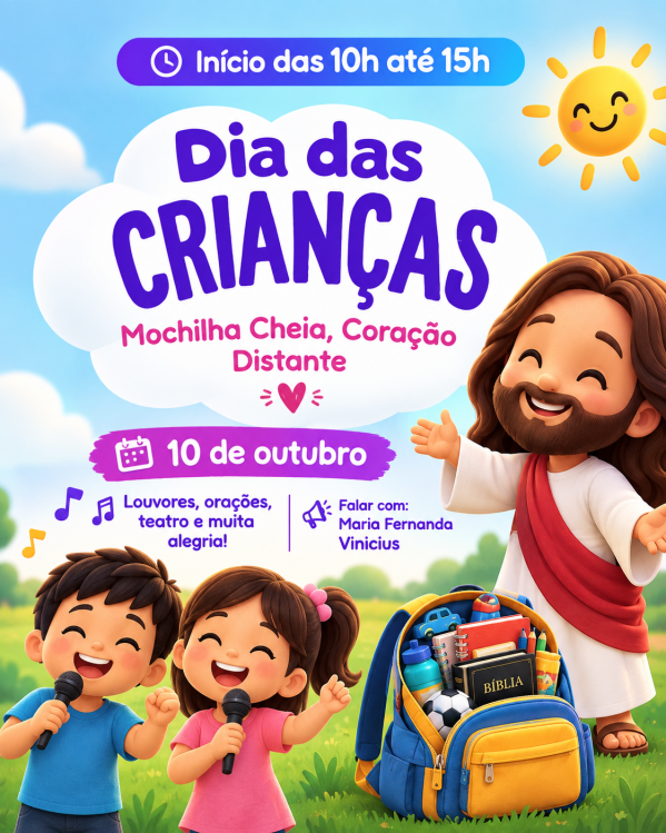 Imagem do evento Dia das Crianças, 10 de Outubro - Mochila cheia, coração distante