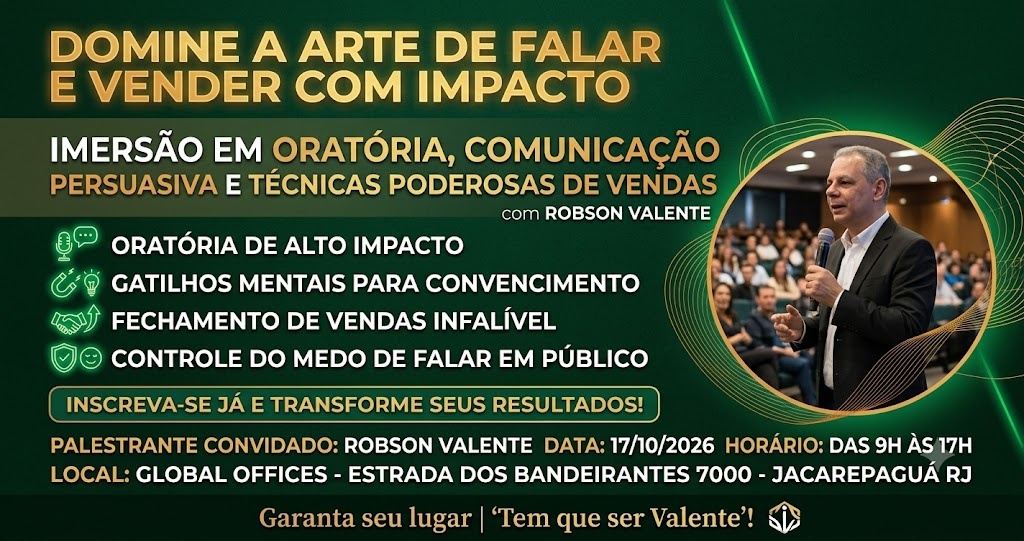 Imersão em Oratória, Comunicação Persuasiva e Técnicas Poderosas de Vendas
