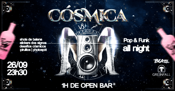 Imagem do evento BEATS Cósmica em Curitibanos / 26.09 na GreenFall Skate Bar