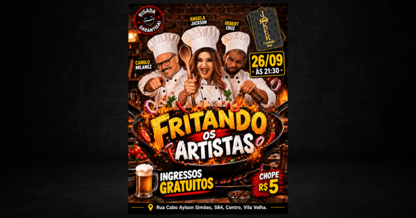Imagem do evento Fritando Os Artistas - INGRESSOS GRATUITOS - Sábado 26 de Setembro às 21:30 - Joker Comedy Bar VV