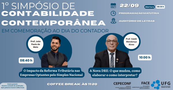 Imagem do evento I SIMPÓSIO DE CONTABILIDADE CONTEMPORÂNEA - Em Comemoração ao Dia do Contador - Matutino (22/09)