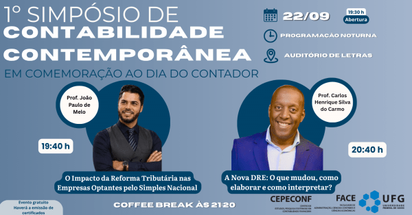 Imagem do evento I SIMPÓSIO DE CONTABILIDADE CONTEMPORÂNEA - Em Comemoração ao Dia do Contador - Noturno (22/09)