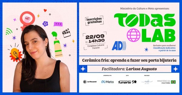 Imagem do evento TODAS LAB | Cerâmica: aprenda a fazer seu porta bijuteria