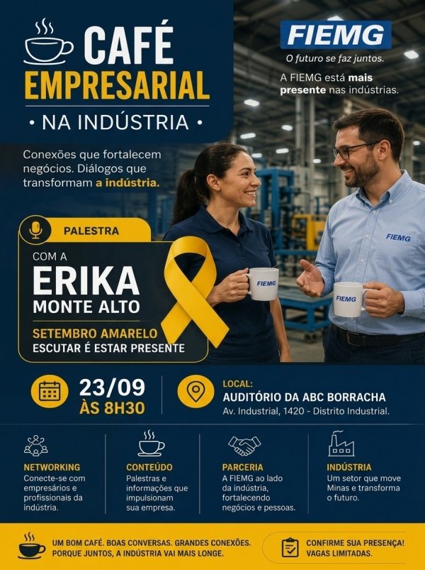 Imagem do evento Café Empresarial na Indústria | Setembro Amarelo: Escutar é Estar Presente