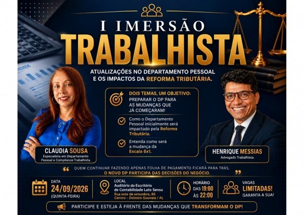 Imagem do evento I IMERSÃO TRABALHISTA DELMIRO GOUVEIA