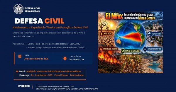Imagem do evento NIVELAMENTO E CAPACITAÇÃO TÉCNICA  EM PROTEÇÃO E DEFESA CIVIL - BRUMADINHO/MG