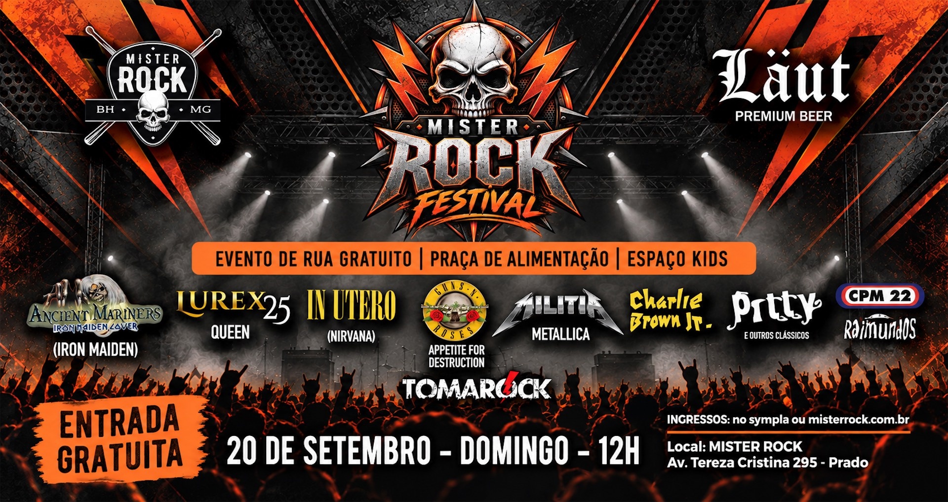 20.09 - Mister Rock Festival - EVENTO DE RUA: Lurex, Ancient Mariners, SOAD Park, Militia e mais!