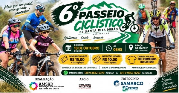 Imagem do evento 6° Passeio Ciclístico de Santa Rita Durão - Mariana/MG