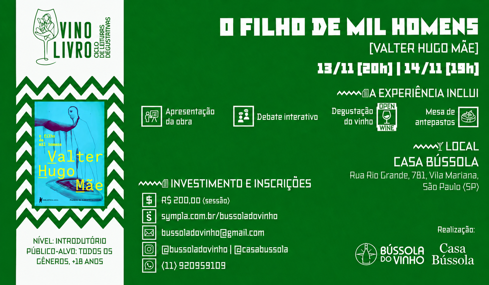 VINO LIVRO - O FILHO DE MIL HOMENS - Valter Hugo Mãe