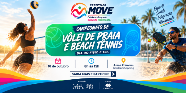 Imagem do evento CAMPEONATO DE VÔLEI DE PRAIA E BEACH TENNIS - DIA DO FISIO E T.O.