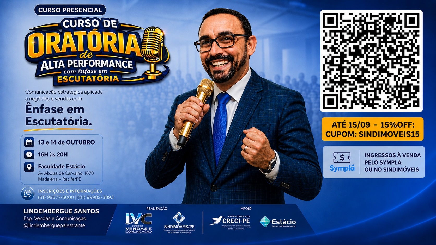 Imagem da fonte — Curso de Oratória de Alta performance com ênfase em Escutatória - Sindimóveis Pernambuco