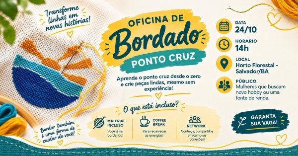 Imagem do evento Oficina de bordado: Ponto Cruz