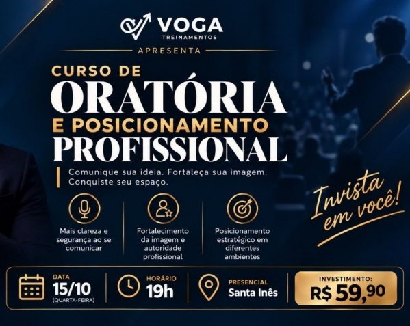 Imagem do evento CURSO DE ORATÓRIA E POSICIONAMENTO PROFISSIONAL
