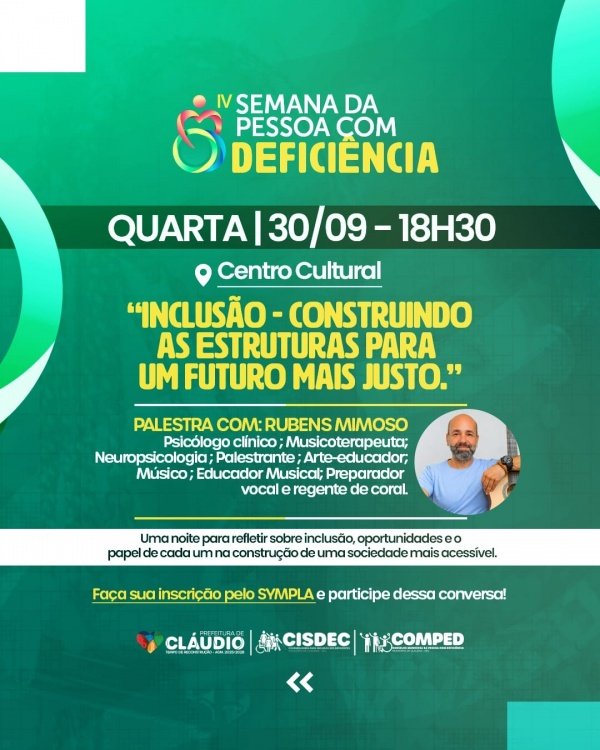 Imagem do evento IV Semana da Pessoa com Deficiência De Cláudio/MG