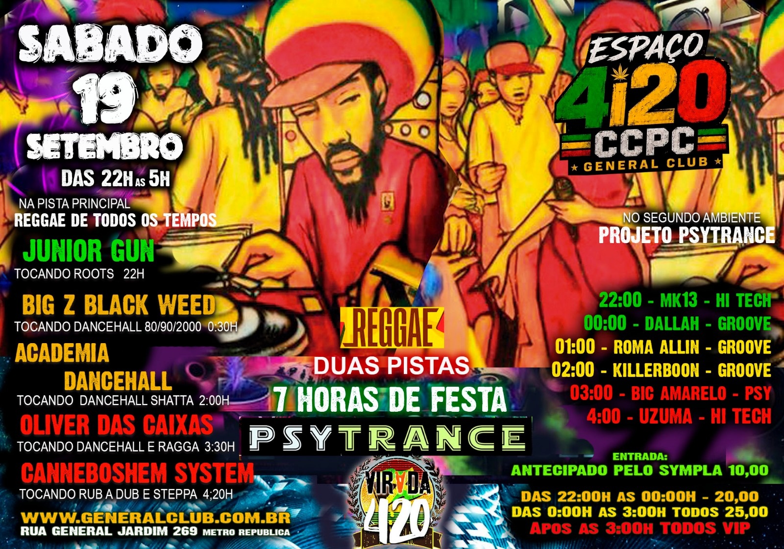 CCPC SABADO 19/09 - VIRADA 420 + REGGAE E PSYTRANCE das 22h as 5h