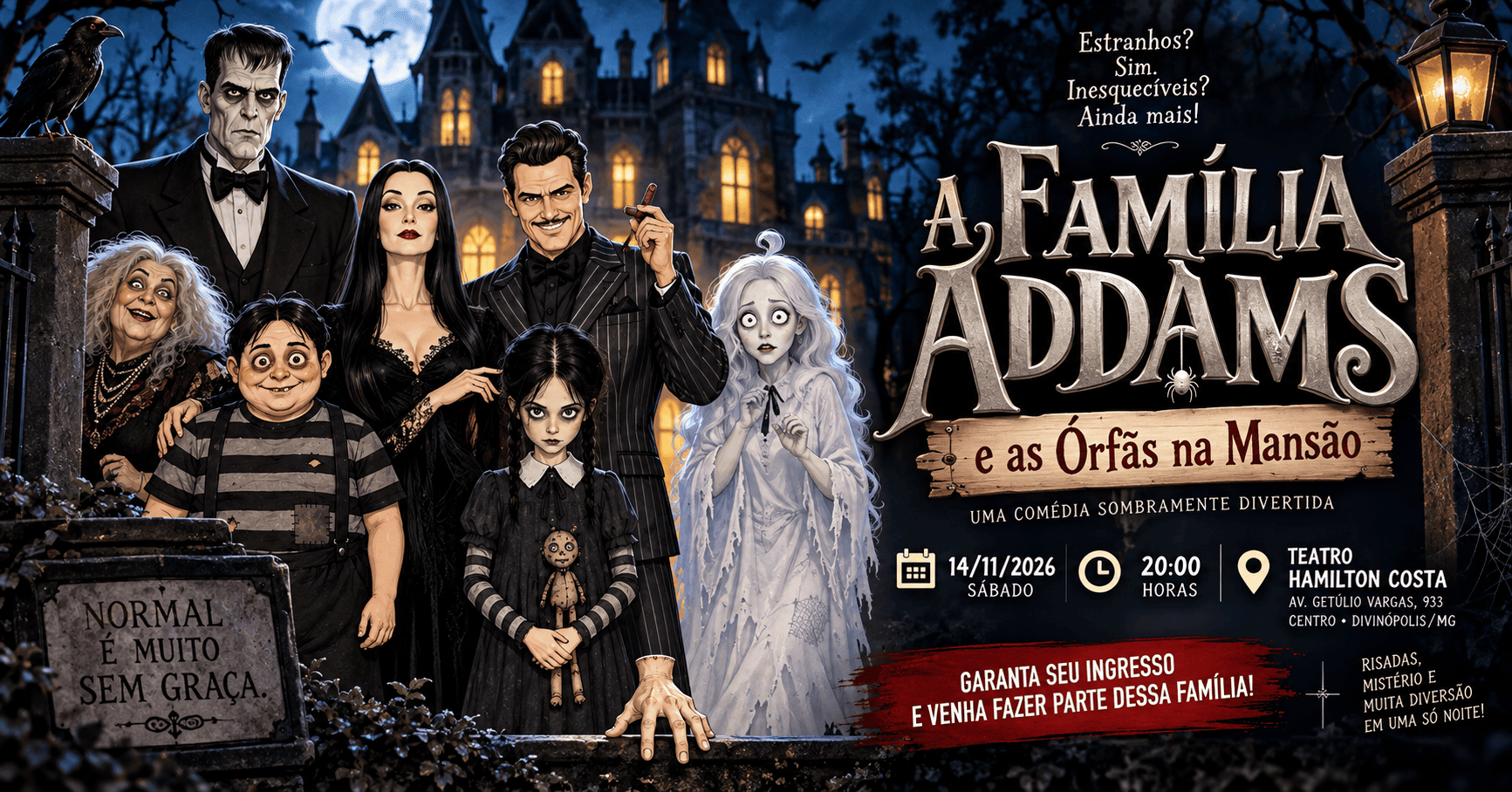A Família Addams e as Órfãs na Mansão