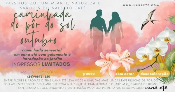 Imagem do evento CAMINHADA SENSORIAL AO ENTARDECER  PARA ADULTOS 15H - 09 E 10 DE OUTUBRO DE 2026
