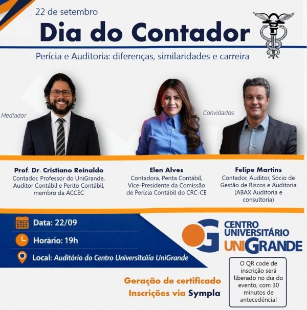 Imagem do evento Dia do Contador no UNIGRANDE - Perícia e Auditoria: diferenças, similaridades e carreira