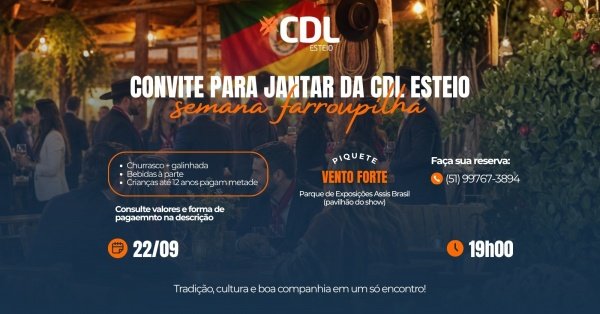 Imagem do evento Jantar CDL Esteio - Piquete Vento Forte