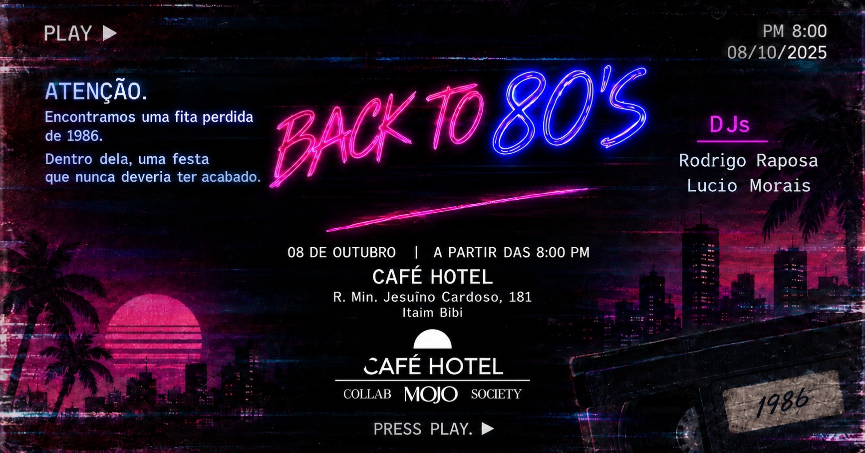 Café Hotel Apresenta Back to 80´s