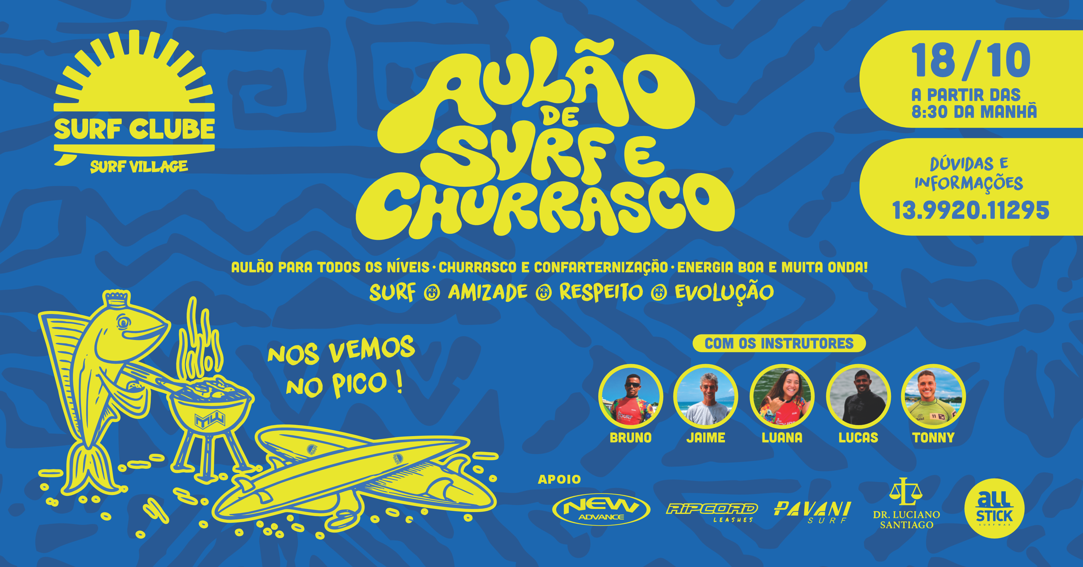 AULÃO DE SURF CHURASCO - SURF CLUB