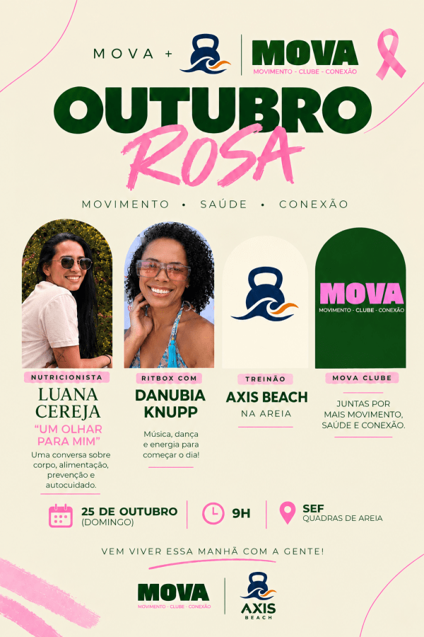 Imagem do evento Outubro Rosa Axis Beach + Mova Clube