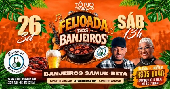 Imagem do evento Feijoada dos Banjeiros | 26SET (SAB) | Tô no Trabalho