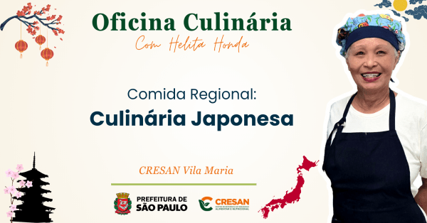 Imagem do evento Oficina Culinária com Helita Honda - Comida Regional: Culinária Japonesa