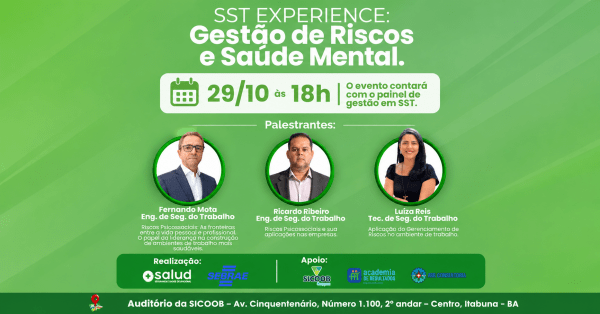 Imagem do evento SST EXPERIENCE: Gestão de Riscos e Saúde Mental.
