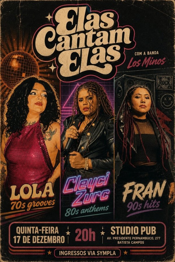 Imagem do evento ELAS CANTAM ELAS | Especial 70s/80s/90s @StudioPub 17/12