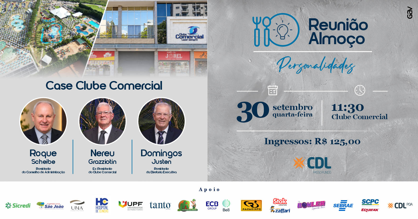 Reunião Almoço Personalidades | Case Clube Comercial