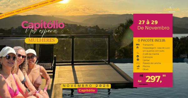 Imagem do evento Casa de Luxo em Capitólio- Entrada R$297,80 + 3x  R$ 297,80 até dia 20/11