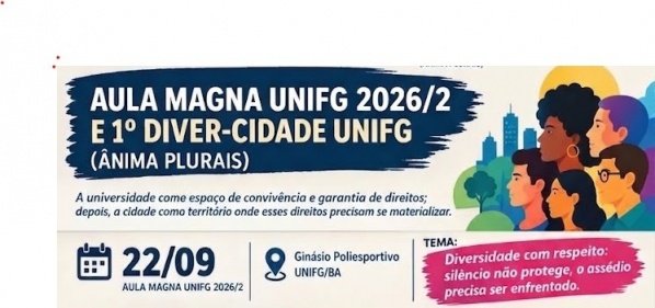 Imagem do evento Aula Magna UNIFG 2026/2 e 1º DIVER-CIDADE UNIFG (ÂNIMA PLURAIS)