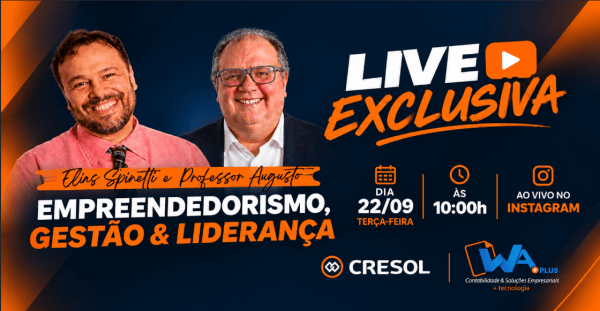 Imagem do evento LIVE EXCLUSIVA EMPREENDEDORISMO, GESTÃO & LIDERANÇA WA PLUS CONTABILIDADE