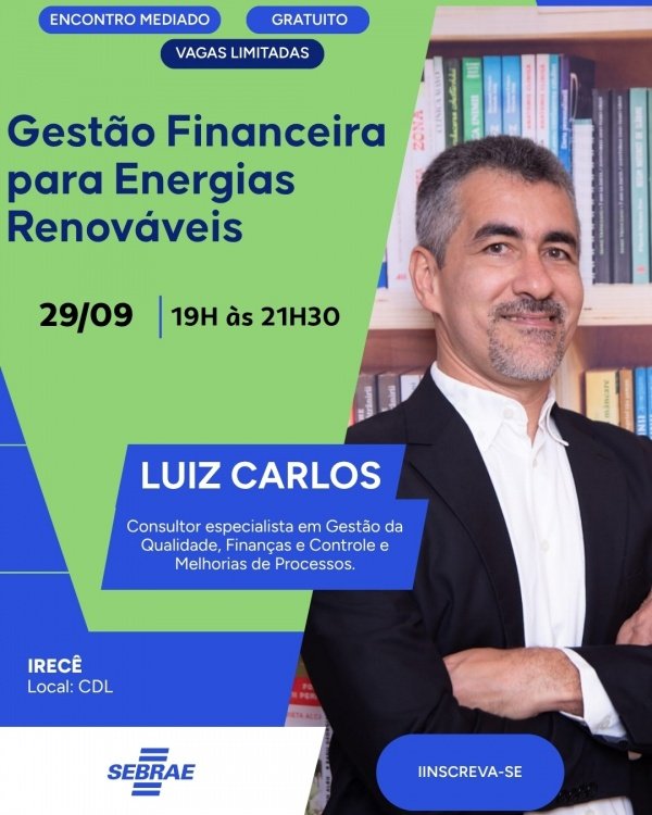 Imagem do evento #IRECÊ - GESTÃO FINANCEIRA PARA ENERGIAS RENOVÁVEIS