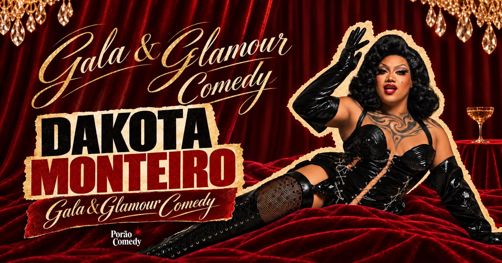 Dakota Monteiro em “Gala & Glamour Comedy” no Porão Comedy Blumenau