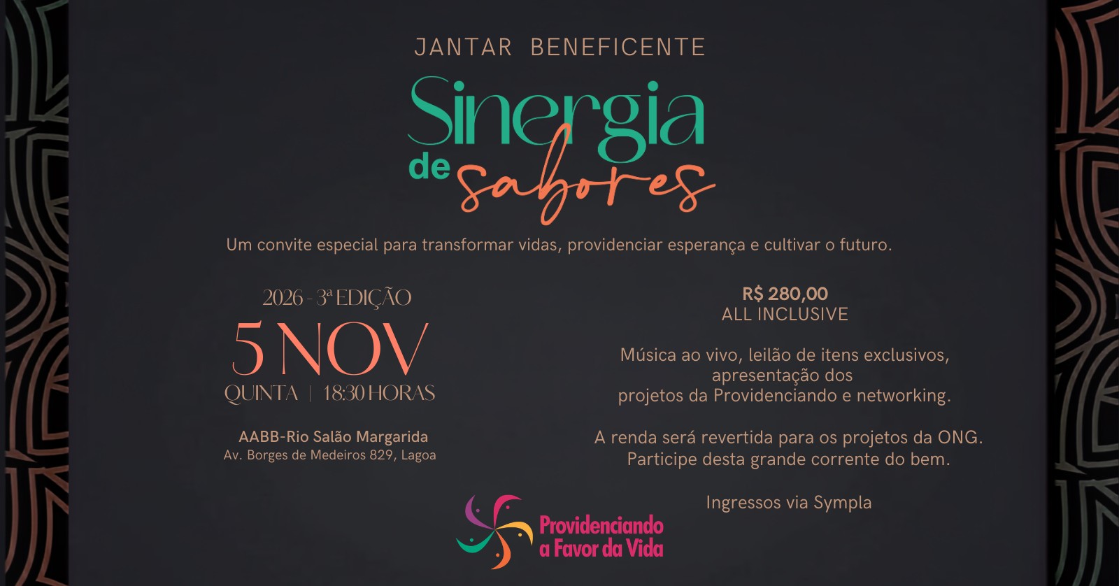 Sinergia de Sabores 3ª edição - Jantar Beneficente