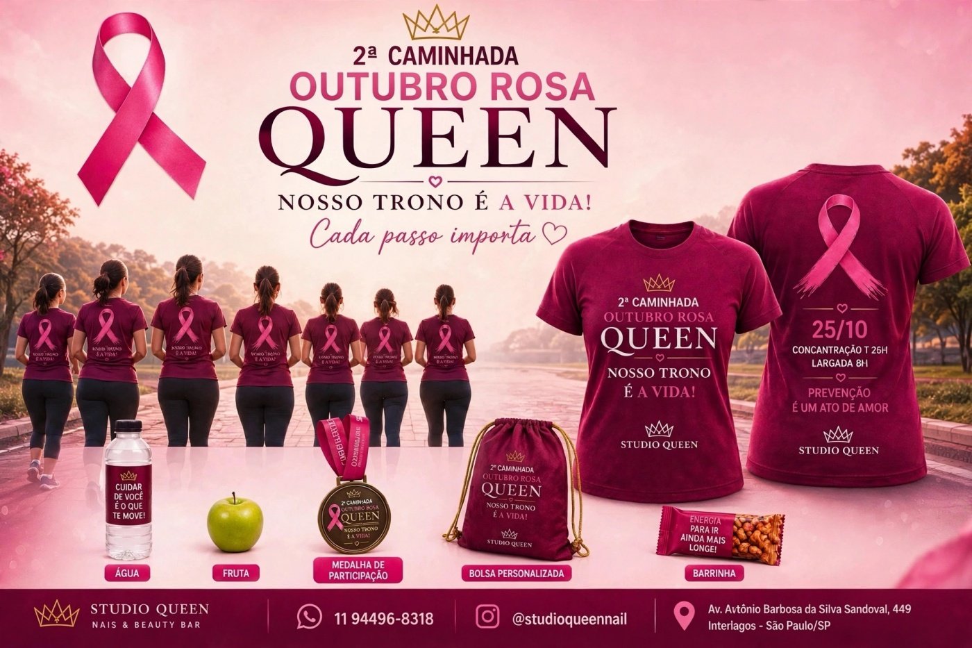 Imagem publicada pela fonte para 2ª Caminhada de Outubro Rosa Queen