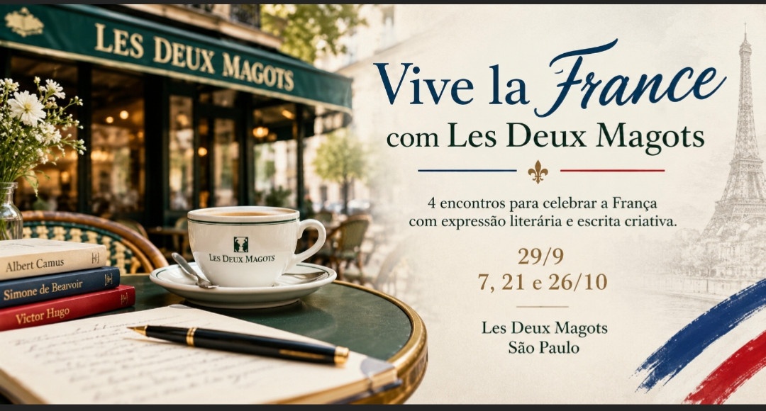 Vive la France com Les Deux Magots - O estrangeiro, de Albert Camus