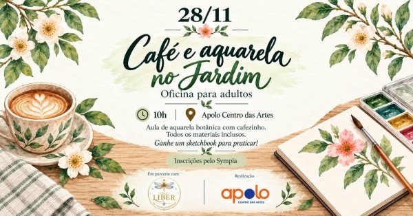 Imagem do evento Café e Aquarela no Jardim: oficina para adultos